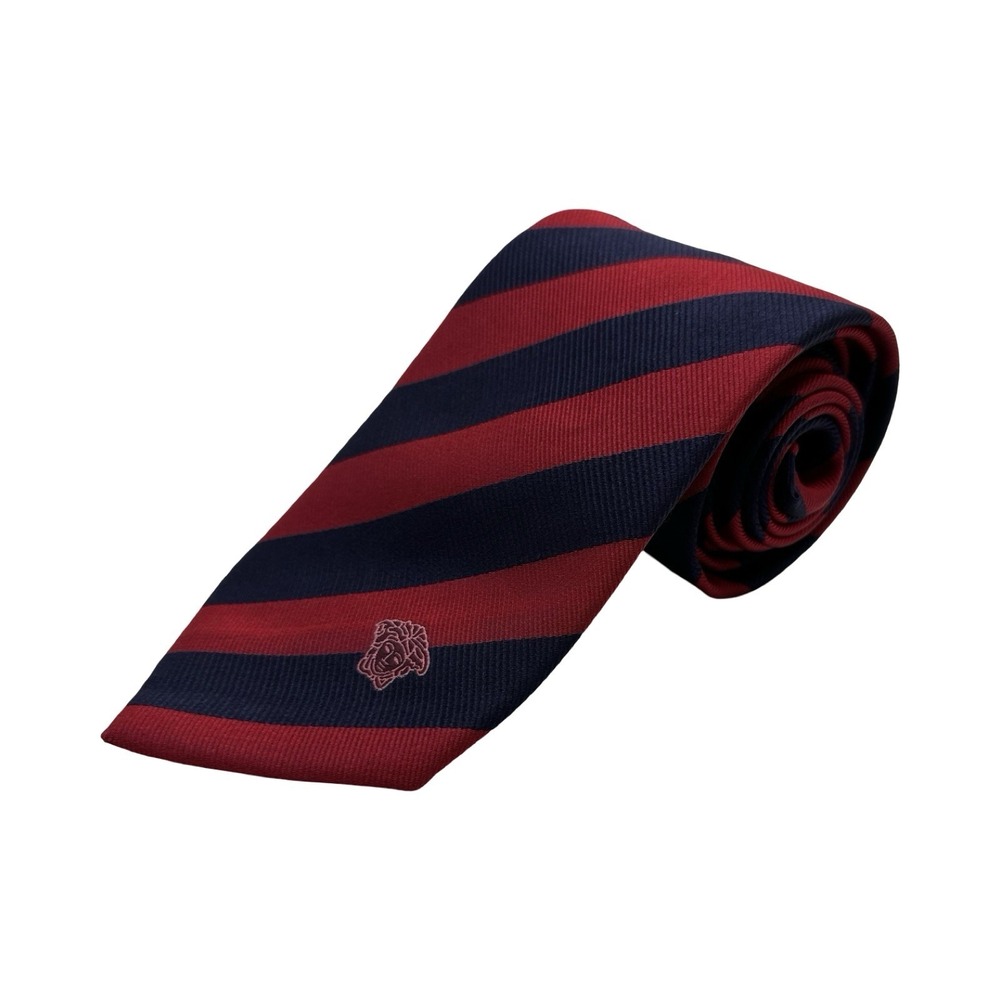 Versace Blue Red Striped Pure Silk Mens Luxury Tie Size 3.25 Inch Medusa